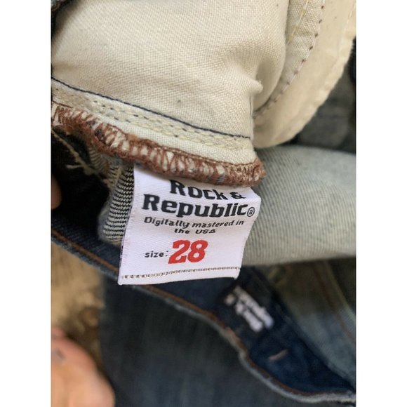 Rock & Republic Roth Rthva Jeans Low Flare Blue Size 28 Cut 000291 - Picture 11 of 12